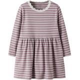 Jurk - Gestreept - O-hals - Lange Mouwen - Regular Fit - Kantdetail - Glitter Detail