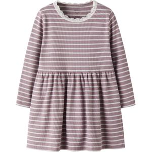 Jurk - Gestreept - Lange Mouwen - O-hals - Regular Fit - Kantdetail - Glitter Detail