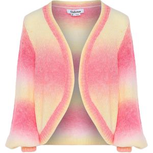 Sidona Gebreid vest  lichtgeel / rosa