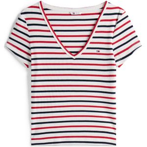 Tommy Jeans Shirt 'ESSENTIAL'  rood / zwart / wit