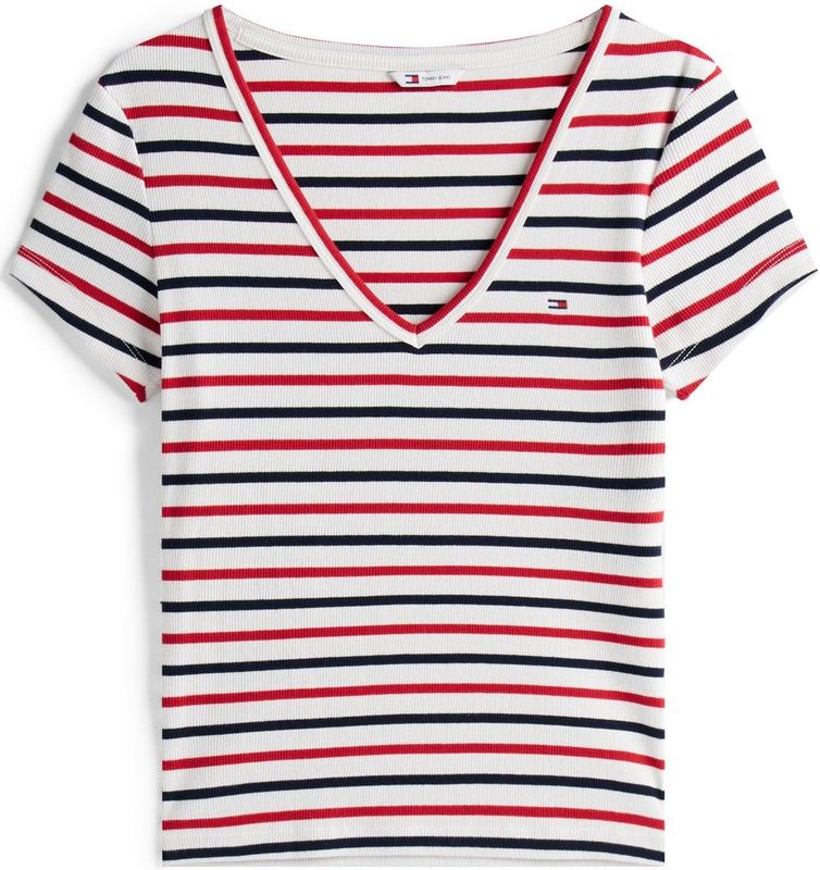 Tommy Jeans Shirt 'ESSENTIAL'  rood / zwart / wit