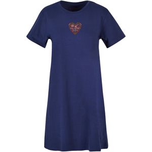 F4NT4STIC Jurk 'Flower Heart Bestickt'  navy / bruin