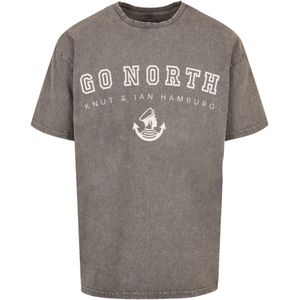 F4NT4STIC Shirt 'Go North Knut & Jan Hamburg'  donkergrijs / wit