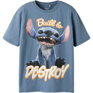 NAME IT Shirt 'NKMNILA STITCH'  duifblauw / oranje / rosa / wit