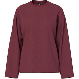 PIECES - Shirt - Karmijnrood - Lange Mouw - Ronde Hals