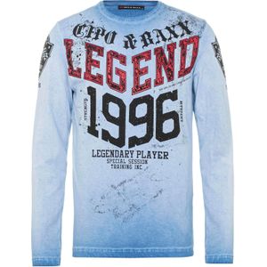 CIPO & BAXX Shirt  blauw / lichtblauw / robijnrood / zwart