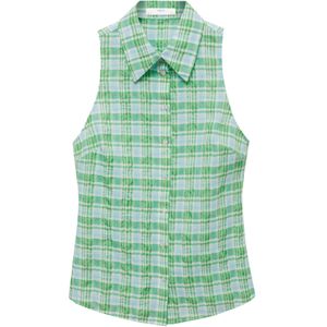 MANGO Blouse 'PAULITA'  lichtblauw / groen