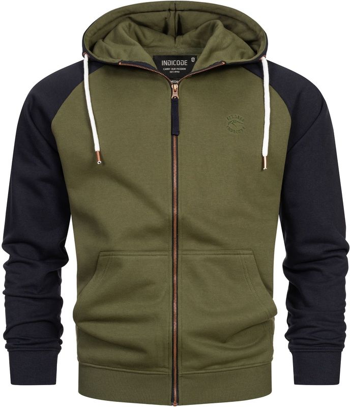 INDICODE JEANS Sweatvest 'Pulko'  navy / olijfgroen