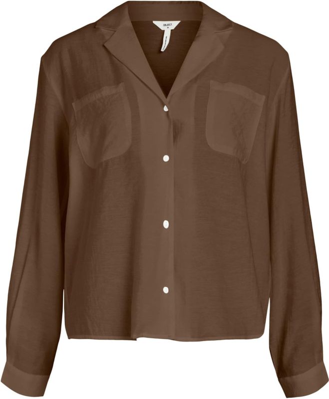 Object - Objseline L/S Shirt Noos - Blouse - Dark Earth
