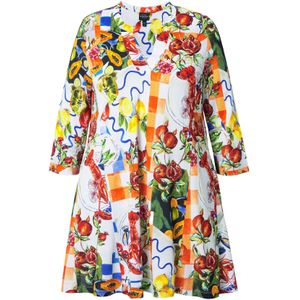 Ulla Popken Tuniek  kobaltblauw / groen / donkeroranje / natuurwit