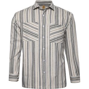 Campus Sutra Overhemd 'Zibiah'  lichtbeige / lichtgrijs / zwart