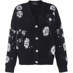 faina Gebreid vest  zwart / zilver