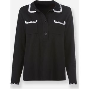 Gebreide Trui - Zwart/Ecru - 80% Viscose, 20% Polyamide