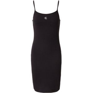 Calvin Klein Jeans - Slub Rib Dress - Damesjurk - Zwart - Katoen