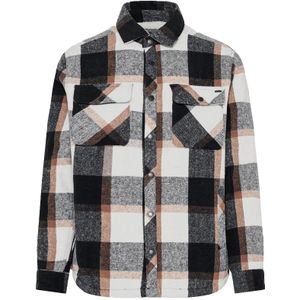 Funky Buddha Overhemd  marine / pasteloranje / wit