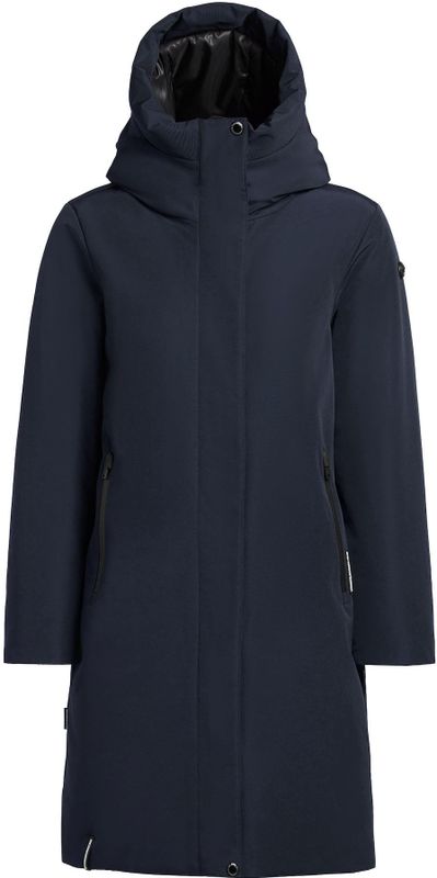 Gewatteerde lange jas met opstaande kraag, model 'Soulani'