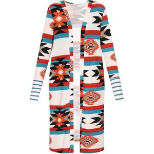 ebeeza Gebreid vest  petrol / rood / zwart / wit