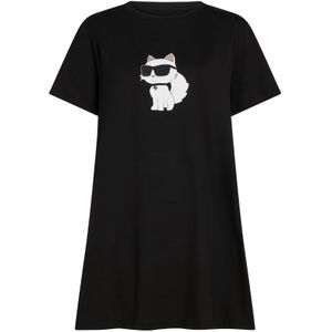 Karl Lagerfeld Slaapshirt 'Ikon Rhinestone'  rosa / zwart / wit