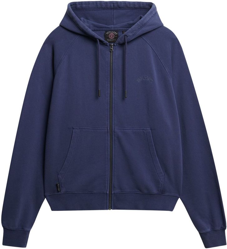Superdry - Essential Logo Garment Dyed Zip Hoodie - Oversized - Met Rits
