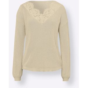 Gebreide Trui - Zandkleur-Ecru-Mêlee - 100% Katoen - Lange Mouwen