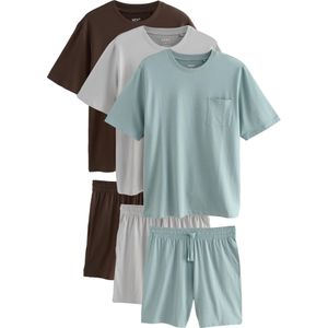Next Pyjama kort  chocoladebruin / lichtgrijs / mintgroen