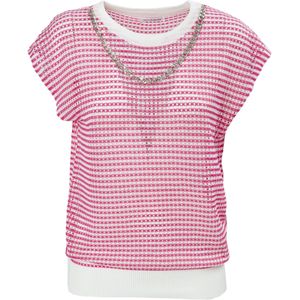 Influencer Trui  pink / zilver / wit