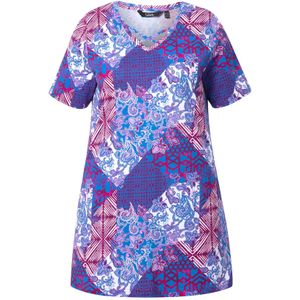 Ulla Popken Shirt  blauw / pink / donkerrood / wit