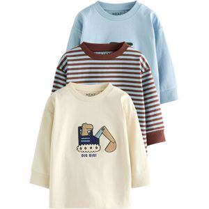 Next Shirt  beige / navy / lichtblauw / bruin