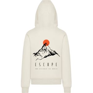 F4NT4STIC Trui 'Escape Discover the World Mountain'  lichtoranje / zwart / offwhite