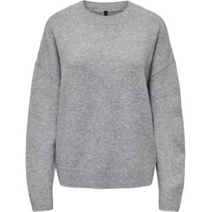 Only - ONLRENE LIFE LS O-NECK CC KNT - Gebreide Trui - Medium Grey Melange