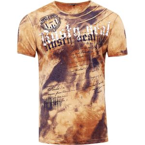 Rusty Neal Shirt  lichtbruin / violetblauw / wit