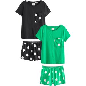 Next Pyjama  grasgroen / zwart / wit