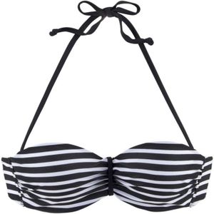 Look - Gestreept - Bandeau Bikini - Zwart/Wit - Met Sluiting Achter