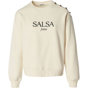 Salsa Jeans - Branding Sweatshirt - Beige - Fleece Trui - Regular Fit