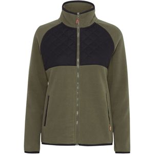 Oxmo Fleece jas 'Malin'  olijfgroen / zwart