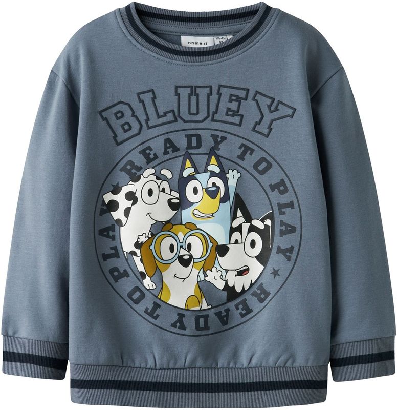 NAME IT Sweatshirt 'NMMNIMBU BLUEY'  navy / duifblauw / lichtblauw / wit