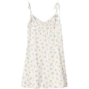 Bershka Zomerjurk  royal blue/koningsblauw / groen / offwhite