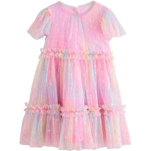 Next Jurk  lichtblauw / oranje / pink