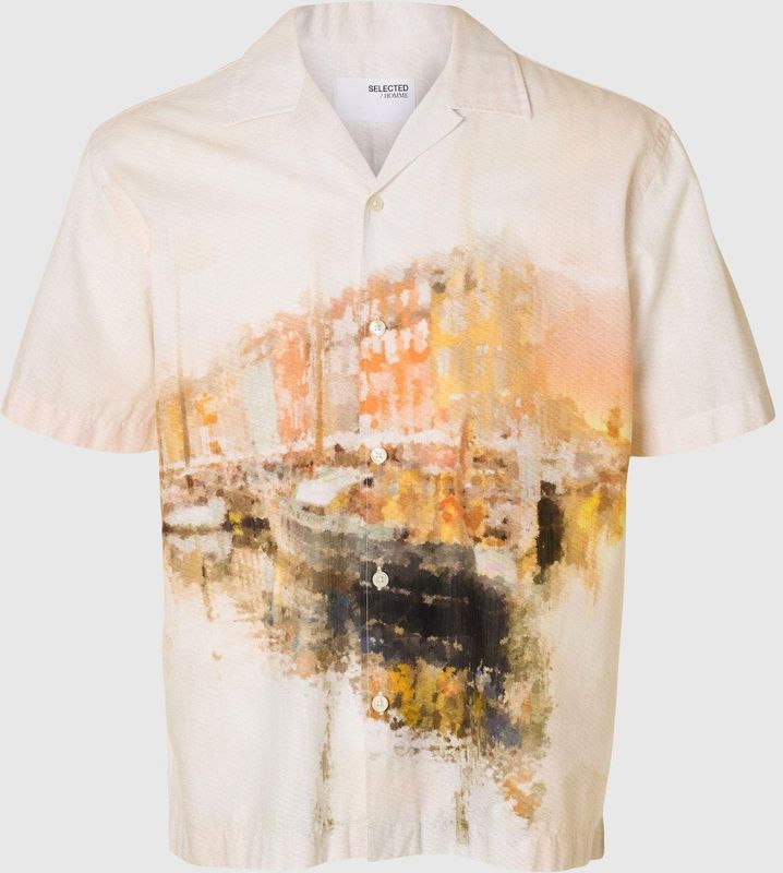 SELECTED HOMME - Vrijetijdsoverhemd - Katoen - Relaxed Fit - All-over Motief