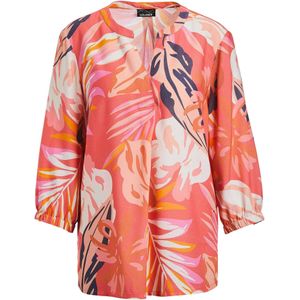 Goldner Blouse  donkerblauw / koraal / perzik / wit