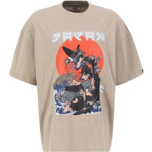 ALPHA INDUSTRIES Shirt 'Japan Warrior'  sand / navy / kreeft / zwart