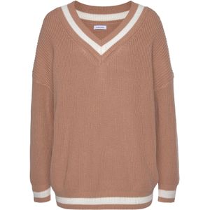 LASCANA Trui  cappuccino / wit