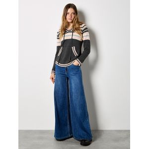 Apricot Trui  grijs / donkergrijs / rosé / wit