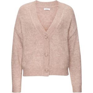 Lascana - Vest - Zand mêlee - 3-knoopsmodel - Lange Mouwen - Diepe V-hals