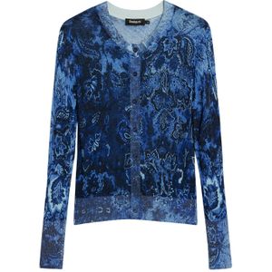 Desigual - Cardigan - Blauw - Floral Pattern - Lange Mouwen