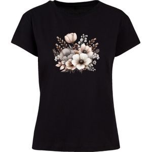 F4NT4STIC Shirt 'Blumenstrauß Boho'  bruin / zwart / wit