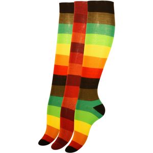 Cotton Prime Kniekousen  geel / grasgroen / rood / lichtrood