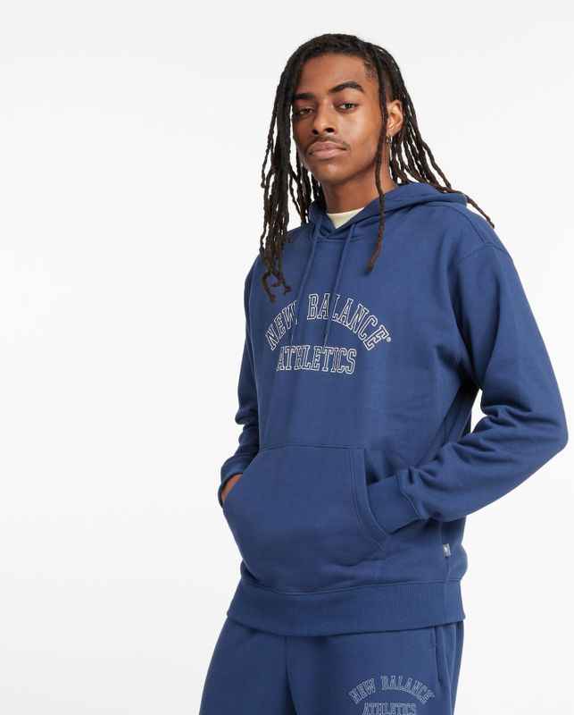 New Balance - Sweatshirt - Blauw/Wit - Capuchon - Lange Mouw