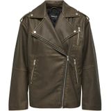 Jas - Imitatieleer - Zwart - Polyester Voering - Biker Kraag
