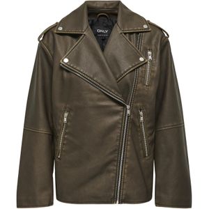 Jas - Imitatieleer - Zwart - Polyester Voering - Biker Kraag